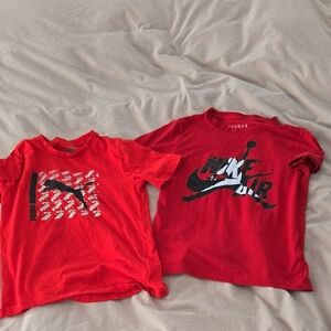 Nike Jordan And Puma Kids Red Short Sleeve Tees - Graphic Design Size M 10-12